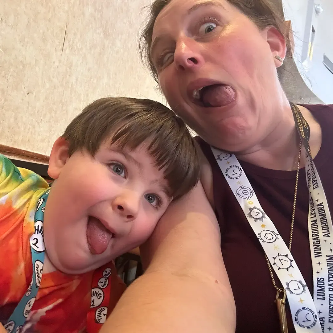 Lisa and Elliot making silly faces